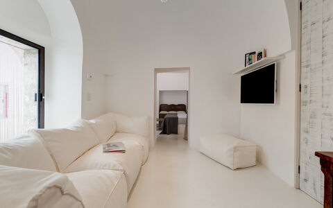 Trullo Santa Pazienza 6+3: Design Intérieur, Sol, Sol, Meubles, Plafond, Canapé, Pièce, Salon, Appartement, Domicile