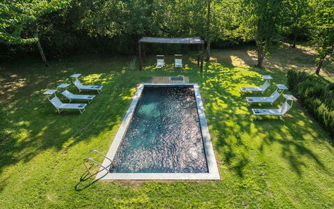 Casale dei Tigli 8: Piscine, Jardin, Pelouse, Aménagement Paysager, Arrière-Cour, Mobilier De Jardin, Parc, Caractéristique De L'Eau, Ombre, Cour