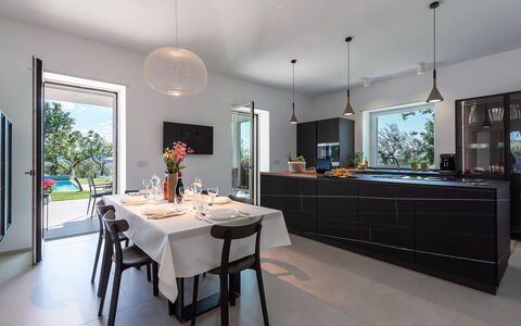 Villa Petrillo 6: Meubles, Design Intérieur, Plafond, Domicile, Cuisine, Comptoir, Sol, Luminaire, Chaise, Éclairage