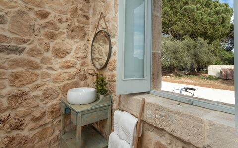 Palmento San Lorenzo 6: Mur, Luminaire Plomberie, Mur De Pierre, Évier, Plante D'Appartement, Robinet, Lavabo, Plomberie, Pot De Fleur, Salle De Bains