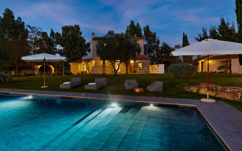 Casale Rondinella 6+2: Piscine, Bleu, Arbre, Recours, Jardin, Thermes, Biens, Ombre, Aménagement Paysager, Eco Hôtel