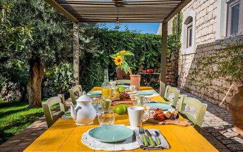 Villa Ramunna 6: Meubles, Table, Chaise, Table Cuisine Et Salle A Manger, Mobilier De Jardin, Vaisselle, Nappe De Table, Tableau De Plein Air, Design Intérieur, Salle À Manger