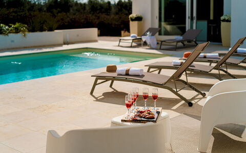 Dimora Solaris 6: Meubles, Mobilier De Jardin, Chaise, Balancelle, Parapluie, Composite, Ombre, Piscine, Tableau De Plein Air, Patio