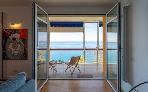 La Scogliera di Sori 5+1: Bois, Meubles, Sol, Mer, Chaise, Océan, Balcon, Verre, Tache De Bois, Dur