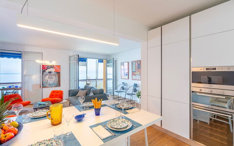 La Scogliera di Sori 5+1: Design Intérieur, Sol, Sol, Appartement, Meubles, Plafond, Pièce, Domicile, Cuisine, Chaise