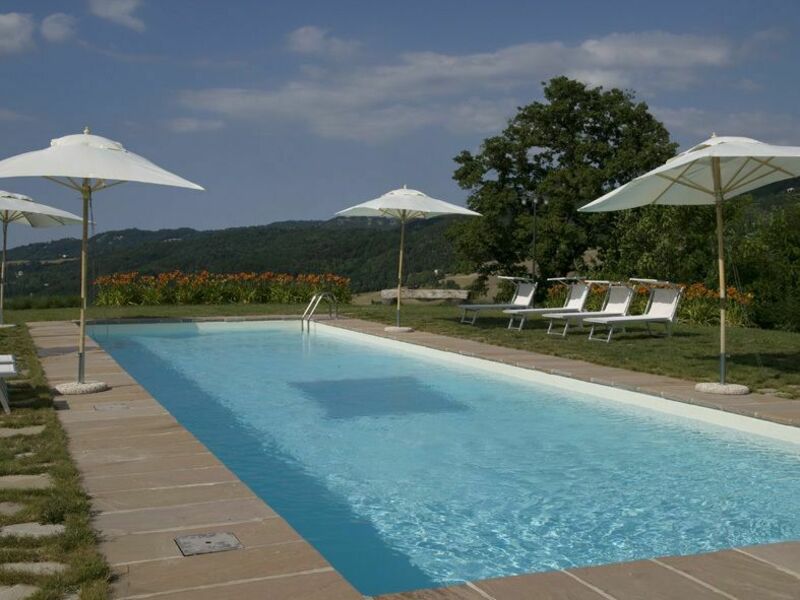 The outdoor swimming pool overlooking the Tosco Emilian Apennines
