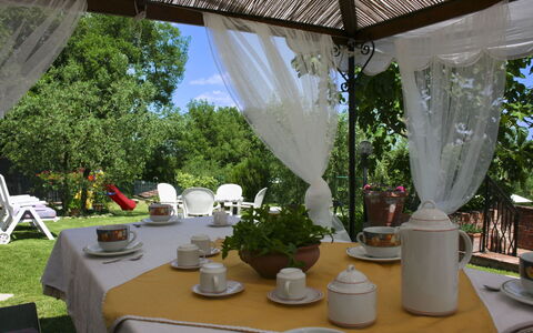 Podere San Bono: Meubles, Chaise, Table, Nappe De Table, Mobilier De Jardin, Tableau De Plein Air, Ombre, Linge, Jardin, Arrière-Cour